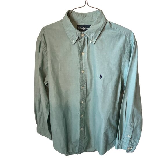 Ralph Lauren Light Green Long Sleeve Button Up Shirt Size 16 32/33 Custom Fit - Picture 2 of 7